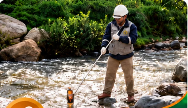 Muestreo de calidad de agua en un río
